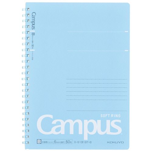 【送料無料】【個人宅届け不可】【法人（会社・企業）様限定】キャンパス ソフトリングノート(ドット入り罫線 カットオフ) A5 B罫 50枚 ブルー 1セット(5冊)