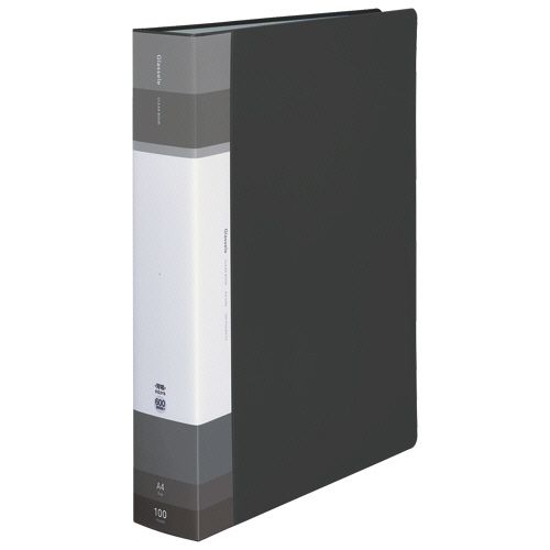 【送料無料】【個人宅届け不可】【法人（会社・企業）様限定】クリヤーブックGlassele　固定式・背P　A4　100P　背幅56?71mm　ブラック　1冊