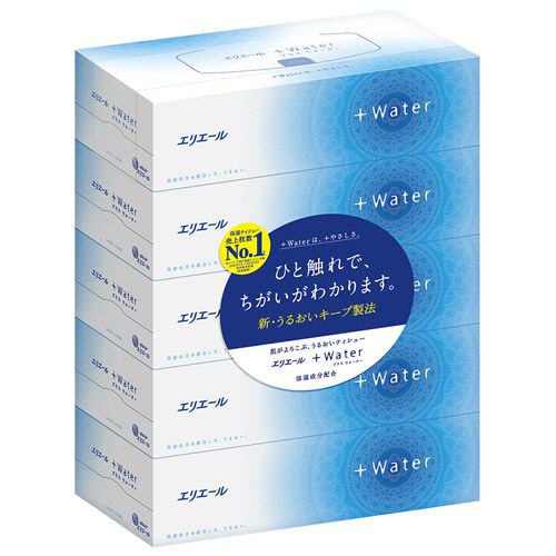 【送料無料】【個人宅届け不可】【法人（会社・企業）様限定】エリエール+Water　180組/箱　1セット(50箱:5箱×10パック)【イージャパンモール】