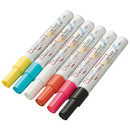 【送料無料】【個人宅届け不可】【法人（会社・企業）様限定】グラスボードマーカー　6色セット　1パック【イージャパンモール】