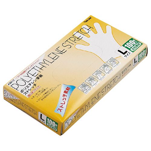 乐天商城 - 【送料無料】【個人宅届け不可】【法人（会社・企業）様限定】ポリエチレン手袋　ストレッチ　L　1箱(100枚)【イージャパンモール】