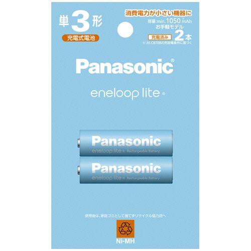 【代引不可】【イージャパンモール】【返品・交換・キャンセル・日時指定不可・法人（会社・企業）様限定】 必ず2通目のメールをご確認ください。 ※本商品は熨斗・包装（ラッピング）はお承り出来ない商品となります。 ※本商品はお届け先様名が法人（企業・会社）様宛ての場合のみお承りとなり、個人様宛てのご注文はお承りしておりませんので予めご了承くださいませ。 ※領収書につきましてはeメールにPDFファイルを添付してのご案内のみとなります。 ※本商品は【イージャパンショッピングモール】（イージャパンモール）の他の商品と同梱することは出来ません。※商品はご注文（ご決済）後、2-5営業日で発送（土・日・祝日除く）となります。※配送業者と契約がないため、送付先が沖縄・離島・一部地域の場合キャンセルとさせていただきます。※発送予定日は、在庫がある場合の予定日となります。 ※在庫がない場合には、キャンセルとさせて頂きます。 ※納期が遅れます場合には改めてご連絡させて頂きます。※本商品はメーカー取り寄せ商品となります。 流動在庫となりますためお手配時に在庫がない場合はキャンセルとさせていただきます。 在庫と納期のご確認が必要な場合は事前にお問い合わせください。 ※キャンセル・返品・交換・日時指定不可です。（平日のみのお届け） ※ご注文確定後でのお届け先の変更等はお承りできませんのでご注意ください。 ※本商品は法人（企業・会社）様限定商品となり、お届け先は「法人（企業・会社）様」に限ります。（個人様宛てへのお届けはお承りしておりません） 　お届け先に法人名が確認できる表札等がない場合、お届けをお承りすることができなくなっております。 　また、商品のお受取人様名に法人（企業・会社）様名をご記入いただけない場合もご注文をお承りできません。 ※置き配や宅配ボックスへの配送も承れませんので、お届け時にお留守でないようお願い致します。 ※沖縄・離島および一部地域へのお届けは出来ません。 ※商品のお写真はイメージ画像です。概要 くり返し回数を重視。充電池をはじめてお使いの方に。 商品説明 ●お手軽モデルの充電池、単3形2本入です。●電池の外装は抗菌加工。 仕様 電池サイズ 単3 充電池容量 Min.1050mAh 充電可能回数 JISC87082019（7.5.1.4）：約1500回 JANコード 4549980710432 【メーカー・製造または販売元】パナソニック【広告文責】株式会社イージャパンアンドカンパニーズ 072-875-6666《ご注意ください》 ※本商品はキャンセル・返品・交換・日時指定不可の商品です。 　不良品、内容相違、破損、損傷の場合は良品と交換いたします。 　但し、商品出荷より7日以上たった商品につきましては交換いたしかねますのでご注意ください。 ※商品がリニューアルしている場合、リニューアル後の商品をお届けします。 ※法人（企業・会社）様宛ての場合のみご注文をお承りしております。（個人様宛てへのお届けはお承りしておりません） 　配送の日時指定は出来ません。お届け時にお留守でないようお願い致します。[関連キーワード：電池]