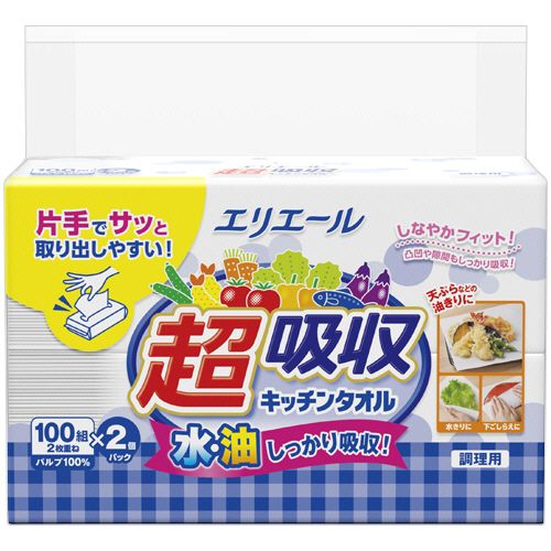 【代引不可】【イージャパンモール】【返品・交換・キャンセル・日時指定不可・法人（会社・企業）様限定】 必ず2通目のメールをご確認ください。 ※本商品は熨斗・包装（ラッピング）はお承り出来ない商品となります。 ※本商品はお届け先様名が法人（企業・会社）様宛ての場合のみお承りとなり、個人様宛てのご注文はお承りしておりませんので予めご了承くださいませ。 ※領収書につきましてはeメールにPDFファイルを添付してのご案内のみとなります。 ※本商品は【イージャパンショッピングモール】（イージャパンモール）の他の商品と同梱することは出来ません。※商品はご注文（ご決済）後、2-5営業日で発送（土・日・祝日除く）となります。※配送業者と契約がないため、送付先が沖縄・離島・一部地域の場合キャンセルとさせていただきます。※発送予定日は、在庫がある場合の予定日となります。 ※在庫がない場合には、キャンセルとさせて頂きます。 ※納期が遅れます場合には改めてご連絡させて頂きます。※本商品はメーカー取り寄せ商品となります。 流動在庫となりますためお手配時に在庫がない場合はキャンセルとさせていただきます。 在庫と納期のご確認が必要な場合は事前にお問い合わせください。 ※キャンセル・返品・交換・日時指定不可です。（平日のみのお届け） ※ご注文確定後でのお届け先の変更等はお承りできませんのでご注意ください。 ※本商品は法人（企業・会社）様限定商品となり、お届け先は「法人（企業・会社）様」に限ります。（個人様宛てへのお届けはお承りしておりません） 　お届け先に法人名が確認できる表札等がない場合、お届けをお承りすることができなくなっております。 　また、商品のお受取人様名に法人（企業・会社）様名をご記入いただけない場合もご注文をお承りできません。 ※置き配や宅配ボックスへの配送も承れませんので、お届け時にお留守でないようお願い致します。 ※沖縄・離島および一部地域へのお届けは出来ません。 ※商品のお写真はイメージ画像です。概要 片手でサッと取り出せる！シートタイプ。 商品説明 ●水・油をしっかり吸収。100組×2個の20パックセットです。 仕様 1シートサイズ タテ230×ヨコ210mm パッケージサイズ W210×D120×H140mm 材質 パルプ100％ 生産国 日本 その他仕様 ●1個あたりの内容量：200枚（100組） シリーズ名 エリエール JANコード 4902011114058 【メーカー・製造または販売元】大王製紙【広告文責】株式会社イージャパンアンドカンパニーズ 072-875-6666《ご注意ください》 ※本商品はキャンセル・返品・交換・日時指定不可の商品です。 　不良品、内容相違、破損、損傷の場合は良品と交換いたします。 　但し、商品出荷より7日以上たった商品につきましては交換いたしかねますのでご注意ください。 ※商品がリニューアルしている場合、リニューアル後の商品をお届けします。 ※法人（企業・会社）様宛ての場合のみご注文をお承りしております。（個人様宛てへのお届けはお承りしておりません） 　配送の日時指定は出来ません。お届け時にお留守でないようお願い致します。[関連キーワード：生活雑貨]