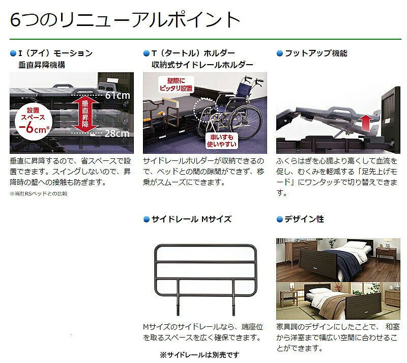 eかいごナビ 介護用品ショップの(法人様限定 代引き不可) 電動ケアベッド RS-X　2モーター レギュラー XPN-S107020B パナソニック エイジフリー (介護ベッド 電動 電動ベッド モーター) 介護用品｜アングル2