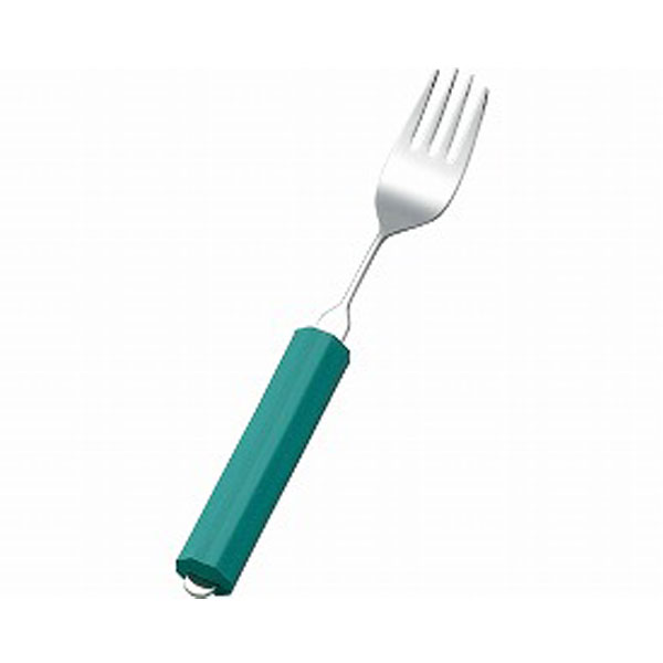 【ブラックフライデーP2倍】オールステンレスハンドル (丸型18mmスポンジ NS-18付) 18N-2 フォーク大 斉藤工業 (介護 カトラリー) 介護用品