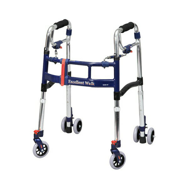 (代引き不可) スライドフィットEX 前輪後輪キャスター4インチ M-0294WT ミニタイプ ユーバ産業 (歩行器 伸縮 折りたたみ) 介護用品