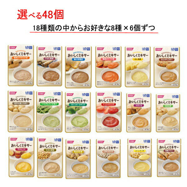 介護食 選べる 8種×6個 セット 区分4 おいしくミキサー おかず 50g 48個 主菜 副菜 箸休め ホリカフーズ まとめ買い レトルト食品 ミキサー食 食品 介護用品