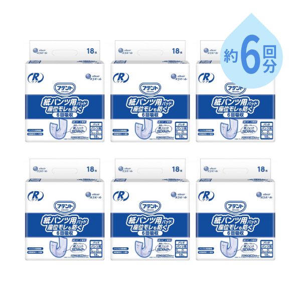 【大感謝祭限定P2倍】1ケース アテント 尿とりパッド 6回 Rケア 紙パンツ用座位モレ防ぐ業務用 21001054　18枚×4袋 6回吸収 大王製紙 尿漏れパット 尿漏れパッド 紙パンツ用パッド