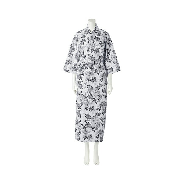 【ブラックフライデーP2倍】ネマキ竹プリント CS 婦人用 077-121060-00 LL 川本産業 綿100％ 介護用パジャマ 寝巻き レディース 介護用衣料 介護用品