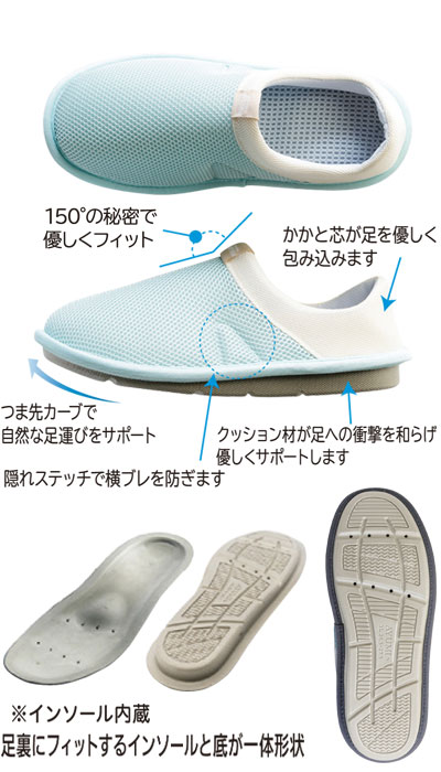 【マラソン限定P2倍】徳武産業 SUTTO fresh (スットフレッシュ) 2248 片足販売 スカイグレー フォレストグリーン (介護靴 靴 室内 あゆみシューズ スリッポン リハビリ 施設) 介護用品