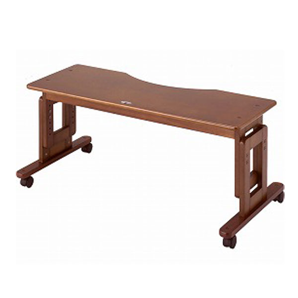 ・床や畳に直接お布団を敷かれている方用のオーバーテーブルです。 ・キャスター4輪のうち2輪はストッパー付。 ・お好みの高さに6段階調節可能。 ・組み立て式 ●サイズ／幅118×奥行43×高さ45〜60cm（6段階調節）、テーブル：幅118×奥行43cm ●重さ／13kg ●材質／本体：天然木、天板：MDF ●生産国／日本 ●JANコード／4955412300254 ●メーカー名／キンタロー