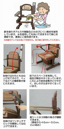 (法人様限定 代引き不可) あらえ～るII 8031 ホット便座タイプ ウチヱ (ポータブルトイレ 排泄 丸洗い) 介護用品 2