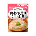 ・適度な大きさの具材を歯ぐきでつぶせるくらいにやわらかく調理し、とろみをつけて食べやすく仕上げています。 ・やわらかく仕立てたえびと貝柱を、じっくり炒めた玉ねぎ、じゃがいも、にんじんと一緒にクリーム感たっぷりのソースで煮込みました。 【保存方法】直射日光を避け、常温で保存してください。 ●原材料／野菜（たまねぎ、じゃがいも、にんじん）、魚肉（えび、いたや貝柱）、乳等を主要原料とする食品（植物油脂、クリーム、脱脂粉乳）、マッシュルーム、乳たん白加工品、小麦粉、バター、砂糖、食塩、ワイン、酵母エキスパウダー、ほたてエキスパウダー、卵黄油、香辛料／増粘剤（加工でん粉、キサンタンガム）、卵殻カルシウム、調味料（アミノ酸等）、加工でん粉、pH調整剤、（一部に卵・乳成分・小麦・えび・大豆を含む） ●栄養成分／（1袋当たり）エネルギー95kcal、たんぱく質3.8g、脂質5.6g、糖質7.0g、食物繊維0.8g、灰分1.2g、ナトリウム272mg、カリウム120mg、カルシウム124mg、リン57mg、鉄0.1mg、食塩相当量0.7g ●アレルギー／卵・乳成分・小麦・えび・大豆 ●賞味期限／製造後1年7ヶ月 ●ユニバーサルデザインフード／歯ぐきでつぶせる（区分2） ●生産国／日本 ●メーカー品番／20149 ●JANコード／4901577041181 ●メーカー名／キユーピー