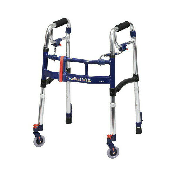 【マラソン限定P2倍】(代引き不可) スライドフィットEX 前輪キャスター付き M-0293ST ミニタイプ ユーバ産業 (介護 歩行補助 歩行器 折りたたみ) 介護用品