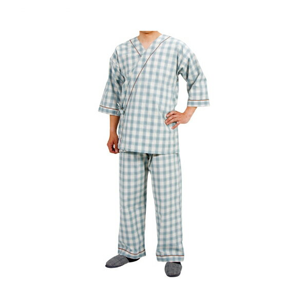 ねまき パジャマ 介護 介護服 紳士 寝巻き セパレートタイプ 紳士用 0730 タータングリーン 特殊衣料 (紳士用寝巻き …