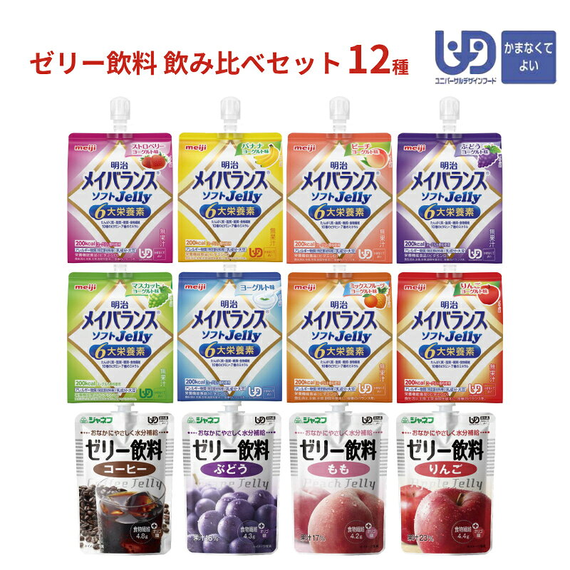 【マラソン限定P2倍】熱中症対策ゼリー 区分4 お試し セット 12種 かまなくてよい 水分補給 介護食 介護食品 栄養補助食品 高齢者 食欲不振 栄養補助食品 熱中症対策 ekaigoshop-10031854 介護用品専門店 まごころショップ パッケージ画像