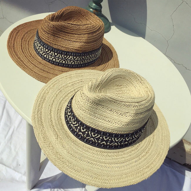 レディース麦わら帽子中折れハットつ...