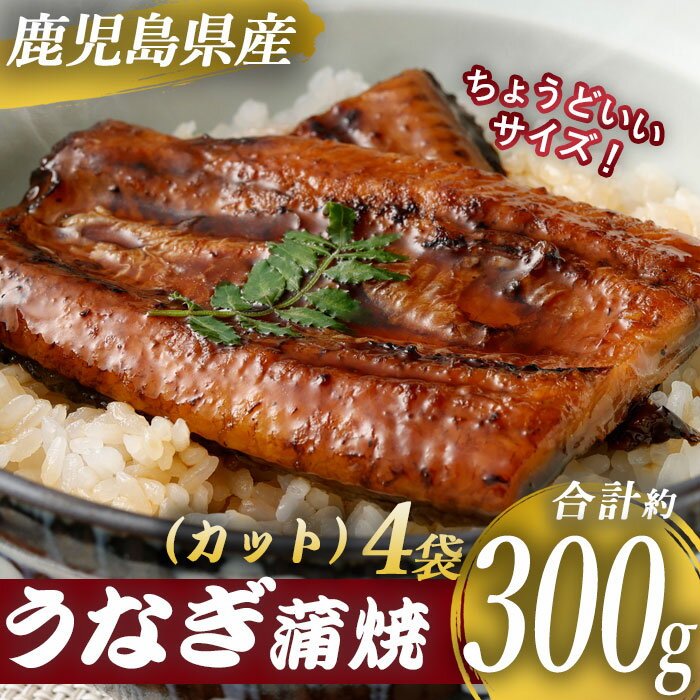 蒲焼き 国産 鹿児島県産 うなぎ蒲焼カット 約300g（約75g×4袋） 約半身 ハーフカット 薩摩川内うなぎ 蒲焼 うなぎ蒲焼 冷凍 鹿児島 国産 鰻 ウナギ ギフト プレゼント 御歳暮 お歳暮 お中元 父の日 中元 お中元 御中元 丑の日 土用丑の日 2023