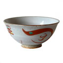 ご飯茶碗 粉引 ふで遊び 中 12.2cm 飯碗 赤絵 手描き 国産 美濃焼食洗機対応 電子レンジ対応