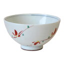 ご飯茶碗 銀彩 みだれ花 中 10.8cm 美濃焼国産 赤絵 手描き 食洗機対応 電子レンジ対応