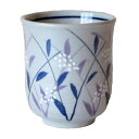 湯呑 赤絵 手描き 銀彩南天 大 7.5cm 国産 美濃焼 業務用 食器 食洗機対応 レンジ対応多治見 絵器彩陶