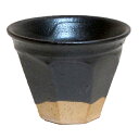煎茶碗 黒織部 面取り 小鉢 手造り風 120cc 国産 美濃焼業務用 食器 来客 食洗機対応 レンジ対応 和モダン多治見 絵器彩陶