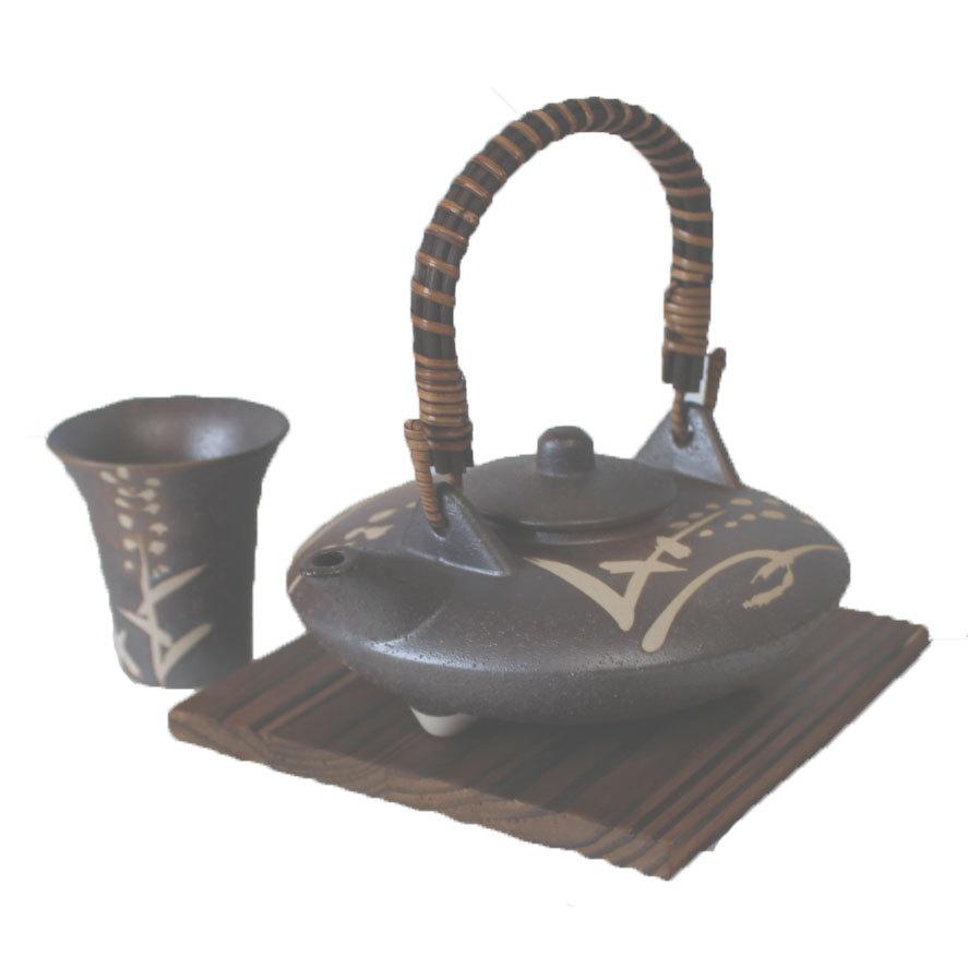 ジョカ 荒黒すすき 焼酎用酒器 焼杉付【盃　1個付】日本製 業務用 食器 手付 食洗機対応