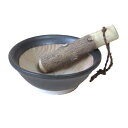 すり鉢 波紋 粋な黒 3号 10.0cm【山椒すりこぎ付】国産 美濃焼業務用 食器 調理器具 食洗器対応 レンジ対応多治見 絵器彩陶