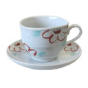 コーヒーカップ&ソーサー 赤絵菊 珈琲碗皿日本製 食器 プレゼントにも最適!!