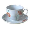 コーヒーカップ&ソーサー 赤絵 ポピー コーヒー碗皿食洗機対応 レンジ対応 珈琲 コーヒー 和風 温もり