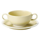 両手スープカップ ソリッドバニラ ブイヨン碗 285cc日本製【受け皿付】日本製 食洗機対応 レンジ対応
