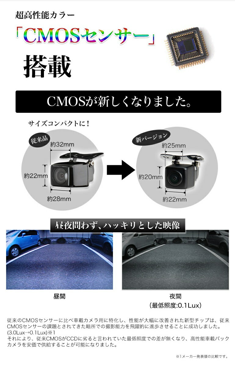 【送料無料】バックカメラ 車載カメラCMOS角型 角度調整可能 高性能 車載用バックカメラ 各種カーナビとの取り付け可能液晶王国 安心1年保証【売筋TOP10】