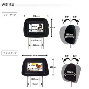 ヘッドレストモニター7インチ2個セット分配器・配線付WVGA液晶800×480安心1年保証レザーに加えてモケット登場