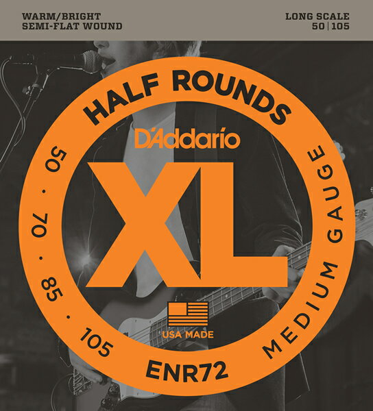 D'Addario/ダダリオ XL HALF ROUNDS ENR72 Long【ベース弦】【お茶の水駅前店】