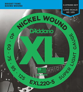 <5弦用>D'Addario/ダダリオ EXL220-5 5-String/Long【ベース弦】【お茶の水駅前店 小物フロア】