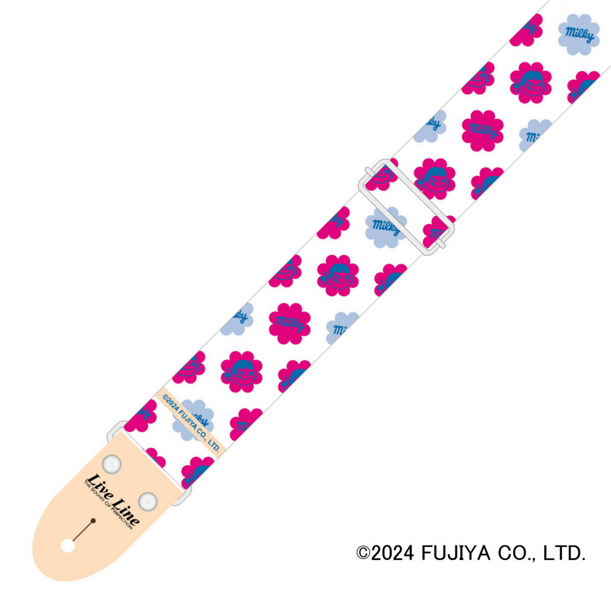 PEKO × LiveLine LPS-32PK【ミルキー / ピンク】【50mm 幅ストラップ/レザーエンド】【ペコちゃん×ライブライン】【ギター・ベース用ストラップ】【お茶の水駅前店 小物フロア】