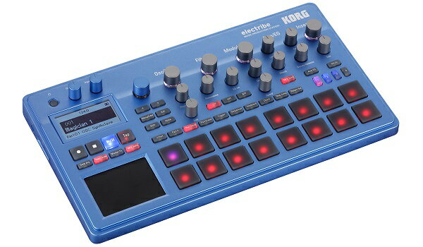 electribe 最も直感的で高速なビート・メイク。 多彩なアナログ・モデリング音源を備えた プロダクション・マシン。 electribeは、インスピレーションを最速で音に変えるシンセサイザー・ベースのプロダクション・マシンです。数多く搭載されたアナログ・モデリング・オシレーターに、バリエーション豊富なフィルター。これら音色を選ぶのも、自在に作り込むのも、全てトップ・パネルのツマミを回すだけのシンプルな操作です。さらにリズム、ベース、コード、メロディそれぞれに合わせた多彩な入力インターフェイスで、クリエイターの思考と同じ速度でスムーズにシーケンスを打ち込んでいくことができます。 また作り上げたシーケンスは、ステージの上やラップトップの中でさらなる進化を遂げます。electribeを中心に様々な機材を連携させての直感的ライブ・パフォーマンス、そしてAbleton Liveにシーケンス・データを書き出しての細かなエディットや最終ミックスなど、本格的な楽曲制作も可能です。 最新のシステム・バージョン2では、ライブや制作で力を発揮する待望のパターン・チェイン機能を追加。またカラー・ラインナップとしてメタリック・ブルー・モデルが新たに登場します。そしてさらなるサウンドの可能性を示すボーナス・パターンも用意しました。 イメージのままに、ビート・メイクの骨格を素早く形にする。全てがスピードに特化したシンセサイザー＋シーケンサーelectribe。 進化を続けるelectribe メタリック・ブルー・モデルが新登場。 シックなグレーに続き、前モデルELECTRIBE・MXを想起させるメタリック・ブルー・モデルが新たなラインナップとなりました。鮮やかに光り輝くLEDの数々と相まって、さらにプレイを盛り上げます。 システム・アップデートにより様々な機能を追加。 electribeはアップデートにより日々進化しています。システム・バージョン2では待望のパターン・チェイン機能やアンドゥ機能、オリジナル・バリュー表示に対応。electribeを既にお持ちのユーザーの方はアップデートの上、演奏をお楽しみ下さい。 200以上のボーナス・パターンをダウンロード可能。 世界中のelectribeアーティスト、サウンド・デザイナー、ビート・メイカー達の手による、新たなサウンド、フレーズ、シーケンスを詰め込んだボーナス・パターン・データを用意しました。全203種類のパターンには、様々な音楽スタイルに対応したシンセサイザーの音色やドラムキット、そしてアイデアが詰まっています。ビート・メイクのリファレンスとして、または土台として、あなたに新しいインスピレーションを提供します。 求めるシンセ・サウンドを、最速で作り出す。 ◎多彩なアナログ・モデリング・オシレーターを内蔵したサウンド・エンジン。 ◎様々なバリエーションを備えた、切れ味鋭いフィルター。 ◎選ぶだけで自在に使えるモジュレーション。 ◎豊富なインサート・エフェクト。 思い描いたフレーズを、最速で打ち込む。 ◎トリガー・パッドとタッチ・パッドで、直感的かつ多彩なシーケンス入力。 ◎パラメーターの動きを記憶するMotion Sequence。 ◎変拍子を生み出すLast Step。 ◎自然なノリを加えるGroove。 打ち込んだシーケンスで、 自由自在にパフォーマンスする。 ◎シーケンスを縦横無尽にリアルタイム・コントロール。 ◎展開を構築するPattern Set、Pattern Chain。 ◎XYコントロールできるマスター・エフェクト。 ◎様々な機材と連携するSync、MIDI、Audio In端子。 打ち込んだシーケンスを、 さらに本格的に作り込む。 ◎Ableton Liveと連携。新しい制作ワークフロー。 ◎プレイをそのまま記録するEvent Recorder。 主な仕様 音源システム 最大同時発音数：24ボイス ※1 (擬似ポリフォニック ※2) パート数 ：16 サンプリング周波数 ：48kHz オシレータ・タイプ ：409種類 フィルター・タイプ ：16種類 モジュレーション・タイプ ：72種類 メモリー容量 ：250パターン インサート・エフェクト ：38種類 マスター・エフェクト ：32種類 シーケンサー部 パートごとに最大64ステップ 1パターンにつき最大24系統のモーション・シーケンス パート毎にLast Stepを変更可能 トリガー・パッド 16個 (ベロシティ対応) 接続端子 Audio端子 ：L/MONO Output (標準フォーン・ジャック) 　　　　　　　　R Output (標準フォーン・ジャック) 　　　　　　　　ヘッドフォン (ステレオ・ミニ・ジャック) 　　　　　　　　Line Input (ステレオ・ミニ・ジャック) MIDI ：IN/OUT (変換ケーブル (同梱) 使用) USB端子 ：タイプmicro B Sync ：IN/OUT (ステレオ・ミニ・ジャック) 外部記憶装置 SDカード (1GB以上)、SDHCカード (最大32GBまで) 電源 ACアダプターまたは単3形電池 (アルカリ乾電池またはニッケル水素電池) 6本 電池寿命 ：約5時間 (Power Saving : ON、ニッケル水素電池使用時) 消費電流 ：500 mA以下 外形寸法 ：(WxDxH) 339x189x45 mm 質量 ：1.6 kg (電池含まず) 付属品 ：取扱説明書、ACアダプター (KA-350)、MIDI変換ケーブルx 2、Ableton Live 9 Lite付属（ライセンス・カード同梱） ※1： Oscillator、FilterやInsert Fxのタイプによって、パターン全体の同時発音数が変化します。 ※2： ボイスごとの独立したパラメーターを簡略化し、4ボイスで通常の1ボイスのパラメーターを共用。 ●店舗へのご来店について webご案内の該当商品が店舗に展示していない場合がございますので、店舗ご来店にて商品をご購入・ご確認をご希望の際は事前に店舗あてにご確認ください。 楽器の詳細及び通信販売の手続き方法で不明な点は、 お電話かe-mailにてお問い合わせ下さい。 全国通信販売も承ります。 楽器の詳細及び通信販売の手続き方法は、 お電話かe-mailにてお問い合わせ下さい。 お問い合わせは下記までどうぞ!! クロサワ楽器御茶ノ水駅前店 東京都千代田区神田駿河台2-2-2 TEL 03-3293-5625　