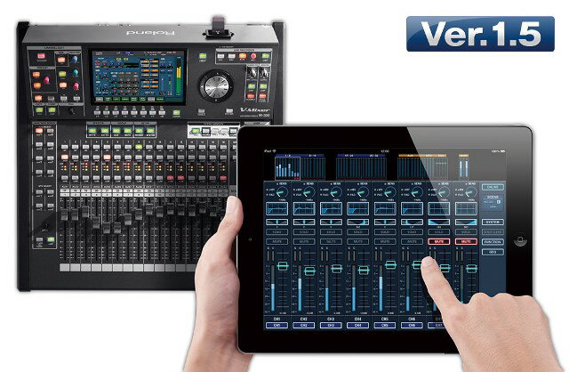 このサウンドが、この機能が、これからの基準となる。 あらゆる現場に対応する、新しい時代のスタンダード・コンソール。 更にVer.1.5で大幅パワーアップ！ 2007年、ローランドが世に送り出したV-Mixing System。次代のライブ・ミキシング・コンソールV-Mixerと、先進のデジタル・オーディオ伝送システムDigital Snakeのコンビネーションで構成されるV-Mixing Systemは、高品位なサウンドと豊富な機能、そして優れた操作性により、世界中の現場で賞賛をもって迎え入れられました。ライブ・スペースやモバイルSR、テレビ／ラジオの中継／収録、ホールや教会の設備など、現在では全世界で数多くのV-Mixing System が稼動しています。 そのデビューから約3年。V-Mixing Systemは活躍のフィールドを大きく拡げます。V-Mixer M-300は、“使いやすさ”と“導入のしやすさ”を徹底追求したモデル。V-Mixerの大きな特長であるアナログ・コンソール・ライクな操作性にさらに磨きをかけ、どんな現場にも導入していただけるよう筐体は限界までコンパクト化。そしてV-Mixerたる数々のフィーチャーはそのままに、極めて高いコスト・パフォーマンスを実現しました。 新しい時代のスタンダード・コンソール。V-Mixer M-300の誕生です。 ◎ 【Ver.1.5】圧倒的なフレキシビリティを実現するiPadによる遠隔操作 ◎ 【Ver.1.5】微妙なニュアンスを的確にコントロールできる31バンドGEQ x 4基を追加 ◎ 【Ver.1.5】7タイプのプリセットが追加されたエフェクトライブラリ ◎ 【Ver.1.5】操作性が向上する、DCAグループのCHANNEL DISPLAY画面 ◎ 【Ver.1.5】リコール内容を詳細に設定できるリコール・フィルター機能 ◎ 【Ver.1.5】最大100秒のオーバーラップが可能なフェード機能 ◎ 【Ver.1.5】トークバック時のハウリングをふせぐディマー機能 ◎ 32ch入力／メインLCR／8 AUX／4マトリクスのミックス・キャパシティ ◎ 11種類のエフェクト・アルゴリズム／アウトプット・パラメトリックEQ を標準装備 ◎ 24ビットAD／DAの高品位な音質 ◎ 外部PCを使用したリモート・コントロール機能 ◎ Digital Snakeとの完璧な統合により、シンプルかつ高品位なオーディオ伝送を実現 ◎ 多彩なREAC 機器を自由に組み合わせたフレキシブルなシステム構築が可能 世界中の現場で選ばれている理由がある。V-Mixing Systemのアドバンテージ 数多くのSR用デジタル・コンソールの中から、多くの現場／プロフェッショナルがV-Mixing Systemを選んでいる理由があります。 ■Advantage #1 優れた音質：Digital Snake 優れた音質を実現するために、入出力ユニット（Digital Snake）とミキサー部（V-Mixer）が分離した、セパレート構造を採用。入力はディスクリート設計の高品位プリアンプ。その直後にADコンバート、そしてデジタルで伝送、ミキシング。また、出力は直前でDAコンバートするため、その音質は極めて高品位。入出力ユニットは、ステージ上はもちろん、ステージ袖やFOH、あるいはマシン・ルームなど、自由にセッティングできます。このクラスのデジタル・コンソールで、入出力ユニットとミキサー部がセパレート構造となったものは、V-Mixing Systemの他に存在しません。 ■Advantage #2 直感的なユーザー・インターフェイス：V-Mixer 簡単に理解でき、直感的に操作できるユーザー・インターフェイスを搭載しています。高精細フルカラー・スクリーンにミキシングに必要な情報を表示。パネル上に配置したPREAMP、EQ、PANつまみ／スイッチで、アナログ・ライクな操作を実現します。また、エフェクトやパッチベイなどに直接アクセス可能な専用ボタンも装備。必要なときに、最低限の操作で迷うことなく操作が可能です。 ■Advantage #3 最大48トラックのライブ・レコーディングが可能：R-1000/SONAR SRシステムのデジタル化に伴って、需要が高まっているライブ・レコーディング。V-Mixing Systemなら、48トラック・レコーダー／プレーヤーR-1000やPCとREACケーブル1本で接続可能。R-1000で最大48トラック、DAWソフト Cakewalk SONARで最大40トラックのライブ・レコーディングを行うことができます。また、V-Mixer本体に装着したUSBメモリーに2トラックを非圧縮WAVファイルで直接レコーディング可能です。 ■Advantage #4 次世代のモニタリング環境を実現：M-48 アーティストの素晴らしいパフォーマンスを引き出す上で必要不可欠な、ステージ上でのモニタリング。V-Mixing Systemは、ライブ・パーソナル・ミキサーM-48と完璧に連携。アーティスト自身の手でモニター・バランスを調整できる次世代のモニタリング環境をシンプルなシステムで実現します。 主な仕様 内部処理 ■チャンネル数 32チャンネル入力／メインLCR／8 AUX／4マトリクス ■AD/DA変換 24ビット／48.0kHz、44.1kHz ■総信号遅延時間 2.8ms（typ.） ※S-1608に入力された信号がM-300のREACポート（AまたはB）を経由し、M-300本体内でデジタル信号処理され、再びREACポート（AまたはB）を経由し、S-1608から出力されるまでの総遅延時間。 ※サンプリング周波数：48.0kHz ※エフェクト：未使用（エフェクト・インサートしない） 入出力端子 ■XLR入力端子（1〜4） XLR-3-31タイプ（バランス、ファンタム電源）×4 ■TRS入力端子（5〜8） TRS標準タイプ（バランス）×4 ■RCA入力端子（9〜12） RCAピン・タイプ×4 ■XLR出力端子（1〜4） XLR-3-32タイプ（バランス）×4 ■TRS出力端子（5〜8） TRS標準タイプ（バランス）×4 ■ヘッドホン端子 ステレオ1/4インチ標準タイプ×1 ■デジタル出力端子 オプティカル・タイプ×1 ■REACポート（A、B） RJ-45 イーサコン・タイプ×2（1ポートあたり40入力／40出力） ※ご使用するI/Oユニットにより、同時に使用できる入出力数は異なります。 ■USBポート Aタイプ×1、Bタイプ×1 ■リモート端子 RS-232C（9ピンD-subタイプ）×1、MIDI（5ピンDINタイプ）×2（OUT/THRU,IN） ■その他の端子 接地端子、AC端子 入出力規格 ■周波数特性 XLR出力端子（1〜4）/TRS出力端子（5〜8）：-2dB/+0dB（20kΩ負荷、+4dBu時） ヘッドホン端子：-3dB/+0dB（40Ω負荷、150mW時） ■全高調波ひずみ率 （T.H.D+N） XLR出力端子（1〜4）/TRS出力端子（5〜8）：0.05%（typ.、+4dBu時） ヘッドホン端子：0.05%（typ.、40Ω負荷、150mW時） ■ダイナミック・レンジ XLR出力端子（1〜4）/TRS出力端子（5〜8）：105dB（typ.） ■クロストーク@1kHz XLR入力端子（1〜4）：-80dB（Pad：ON、入力ゲイン:+4dBu、typ.） TRS入力端子（5〜8）/RCA入力端子（9〜12）：-80dB（入力ゲイン：+4dBu、typ.） XLR出力端子（1〜4）/TRS出力端子（5〜8）：-100dB（typ.） ※サンプリング周波数：48.0kHzまたは44.1kHz ■規定入力レベル （可変） XLR入力端子（1〜4）：-65〜-10dBu（PAD：オフ）/-45〜+10dBu（PAD：オン） TRS入力端子（5〜8）/RCA入力端子（9〜12）：-28〜+4dBu ■入力インピーダンス XLR入力端子（1〜4）：14kΩ TRS入力端子（5〜8）/RCA入力端子（9〜12）：10kΩ ■ノン・クリップ 最大入力レベル XLR入力端子（1〜4）：+8dBu（PAD：オフ）/+28dBu（PAD：オン） TRS入力端子（5〜8）/RCA入力端子（9〜12）：+22dBu ■規定出力レベル XLR出力端子（1〜4）/TRS出力端子（5〜8）：+4dBu（負荷インピーダンス：10kΩ） ■出力インピーダンス XLR出力端子（1〜4）/TRS出力端子（5〜8）：600Ω ヘッドホン端子：100Ω ■推奨負荷 インピーダンス XLR出力端子（1〜4）/TRS出力端子（5〜8）：10kΩ以上 ヘッドホン端子：8Ω以上 ■ノン・クリップ 最大出力レベル XLR出力端子（1〜4）/TRS出力端子（5〜8）：+22dBu（1kHz、10kΩ負荷時） ヘッドホン端子：150mW+150mW（1kHz、40Ω負荷時） ■残留ノイズ・レベル （IHF-A、typ.） -88dBu（全フェーダー Min） ■等価入力雑音レベル （E.I.N.） -126dBu（PREAMP GAIN：Max） その他 ■ディスプレイ 800×480ドット、ワイドVGA TFTカラー・スクリーン（バックライト付き） ■電源 AC100V（50/60Hz） ■消費電力 50W ■付属品 電源コード（2P-3P変換器付き） REACコネクター・カバー×2 フェライト・コア×2 チャンネル・ナンバー・ステッカー 取扱説明書 保証書 ローランド　ユーザー登録カードオプション ラックマウント・アングル RA-10U USBフラッシュ・メモリー M-UF2G ステレオ・ヘッドホン RH-300 外形寸法 / 質量 （卓上設置時） 幅 (W)470 mm奥行き (D)483 mm高さ (H)195 mm質量9.8 kg 外形寸法 / 質量 （ラックマウント時—EIA-10U） 幅 (W)482 mm奥行き (D)473 mm高さ (H)199 mm質量9.8 kg ※RA-10U（別売）使用時 （0dBu＝0.775Vrms） ＊XLR端子　1：グラウンド、2：ホット、3：コールド ＊ファンタム電源：DC+48V（無負荷時最大）、14mA（最大負荷）※電流値は1チャンネルあたり。全XLRタイプ入力端子に装備。 ＊REACの回線にREACスプリッターS-4000Dやスイッチング・ハブを挿入する場合、それらスプリット機器の性能に応じてネットワーク遅延時間が増えます。スプリット機器が挿入された時の遅延時間は、1台あたり最大で200マイクロ秒（0.2mS）です。 ※製品の仕様及びデザインは改良のため予告なく変更することがあります。 ●店舗へのご来店について webご案内の該当商品が店舗に展示していない場合がございますので、店舗ご来店にて商品をご購入・ご確認をご希望の際は事前に店舗あてにご確認ください。 楽器の詳細及び通信販売の手続き方法で不明な点は、 お電話かe-mailにてお問い合わせ下さい。 全国通信販売も承ります。 楽器の詳細及び通信販売の手続き方法は、 お電話かe-mailにてお問い合わせ下さい。 お問い合わせは下記までどうぞ!! クロサワ楽器御茶ノ水駅前店 東京都千代田区神田駿河台2-2-2 TEL 03-3293-5625　