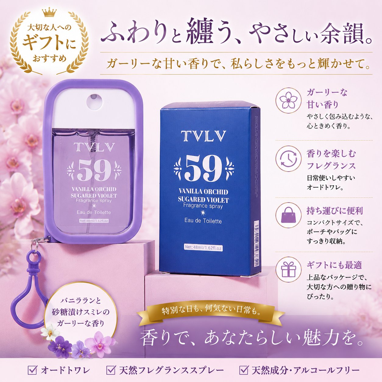 ：バニララン＆キャンディドバイオレット香水 レディース アルコールフリー フレグランススプレー 女性 ...