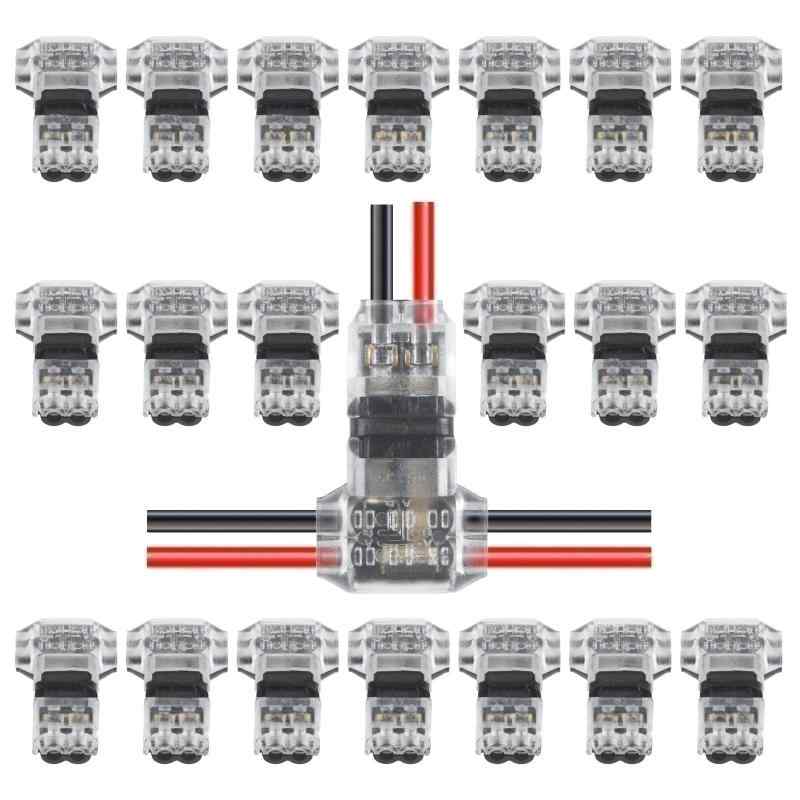 20個入り T字型 2ピン 配線コネクター 車用コネクター 分岐配線用コネクター 36V 9A 0.3sq-0.75sq AWG18-22 適合線径φ1.5mm-φ2.1mm