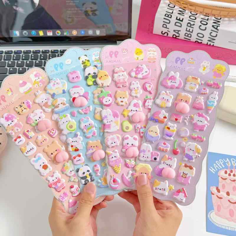 ぷくぷくシール おしり 3D立体 おしりぷにぷに かわいい デコステッカー ごほうびシール 手帳 スマホケース 装飾用 マシュマロ 子供 大人 プレゼント 6枚セット ekobo-10180121 E-KO-BO楽天市場店 サンプル画像2