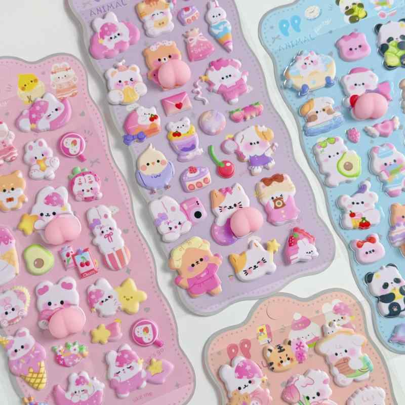 ぷくぷくシール おしり 3D立体 おしりぷにぷに かわいい デコステッカー ごほうびシール 手帳 スマホケース 装飾用 マシュマロ 子供 大人 プレゼント 6枚セット ekobo-10180121 E-KO-BO楽天市場店 サンプル画像3