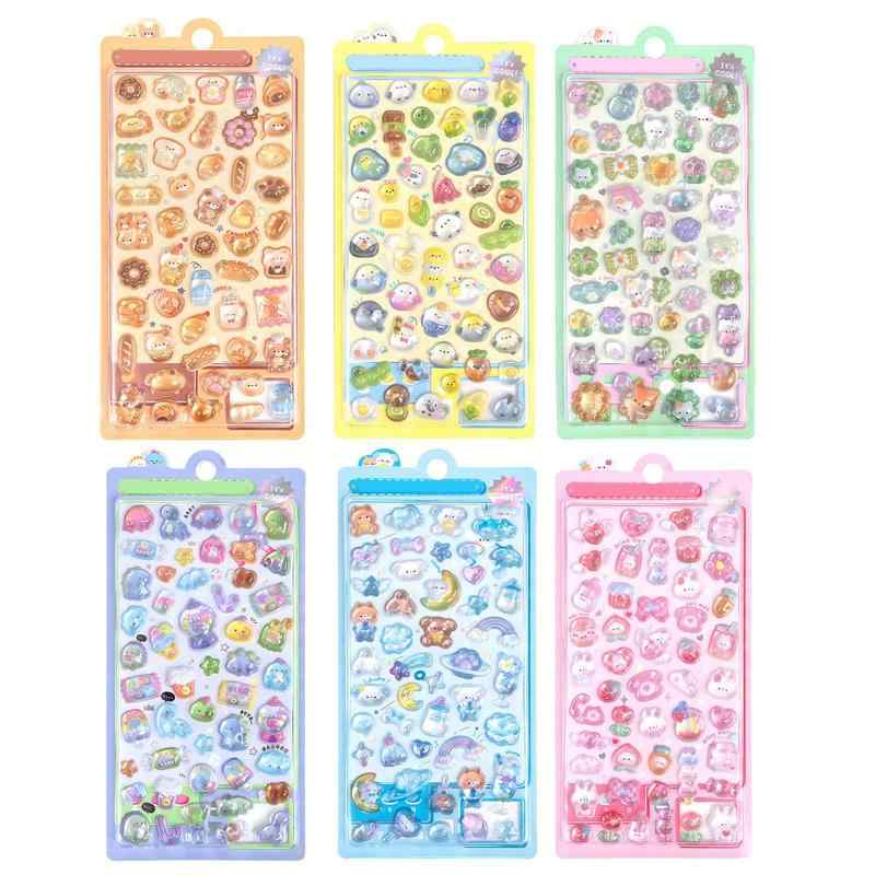 樂天商城 - サムコス 立体デコシール 多種デザイン シールセット 6枚セット ぷっくり 3Dシール キラキラ 可愛い キッズ デコ 貼り紙 インテリア 手作り 手帳 カラフル 多用途 スマホケース 手帳 DIY アニ