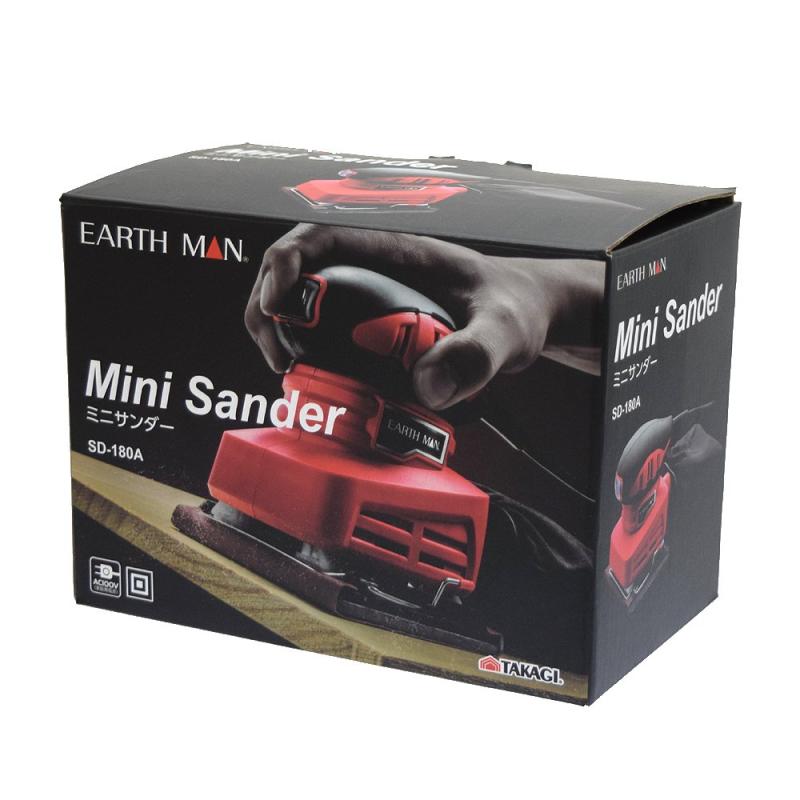 高儀(Takagi) EARTH MAN ミニサンダー 電動サンダー 電動ヤスリ オービタルサンダー サンドペーパー サンダー AC100V 木材の表面仕上げ、面取り作業に 片手サイズ ペーパー3種付属 工具 木材研磨 S
