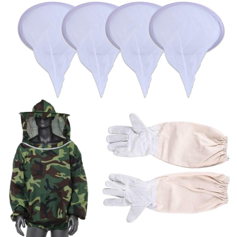 [Famimueno] 養蜂用品 防護 服 手袋 帽子 ネット 濾過 はちみつ フィルター ハニー  ...