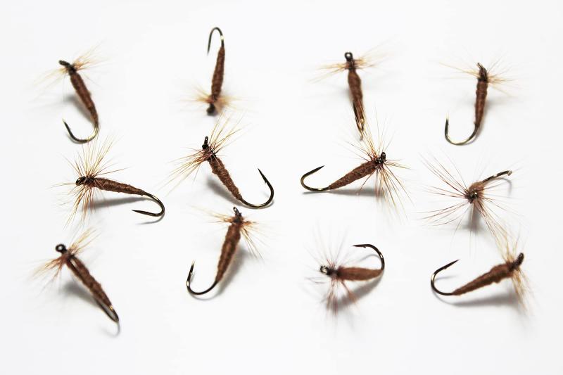 テンカラ 普通毛鉤 12本入り/栗/#12