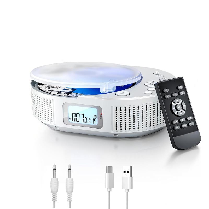 ポータブルCDプレーヤー FELEMAN CDプレーヤー Bluetoothスピーカー内蔵