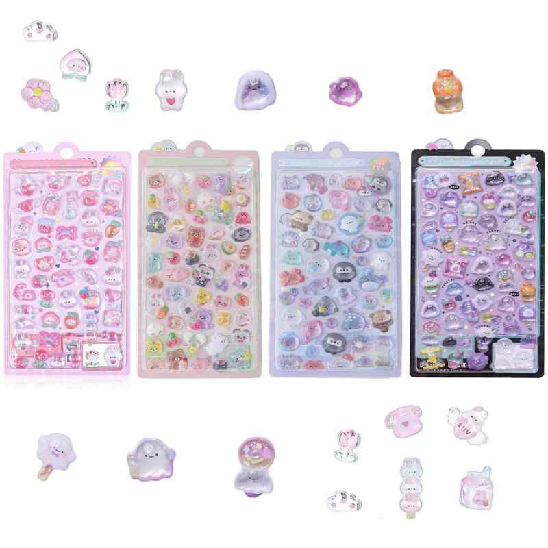 MZMSBAO 3dシール 立体シール 4枚セット 女の子 デコシール