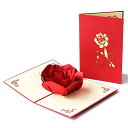 かわいいバースデーカード、3Dグリーティングカード、バラの花のグリーティングカード、バレンタインデー、記念日、記念日、母の日、父の日感謝祭、メッセージカード付き