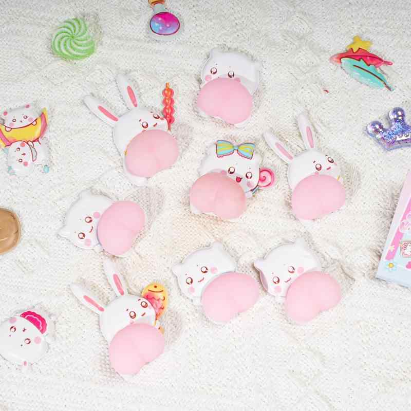 おしりぷにぷにシール 3D立体ステッカー 4枚セット かわいい 動物 キャラクター うさぎ クマ マシュマロ ふわふわ もちもち もっちりスクイーズ風 スマホケース 手帳 装飾 DIY デコレーショ ekobo-10201954 E-KO-BO楽天市場店 サンプル画像3